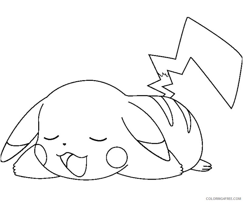 pikachu coloring pages sleeping Coloring4free