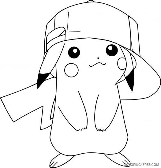 pikachu coloring pages wearing hat Coloring4free