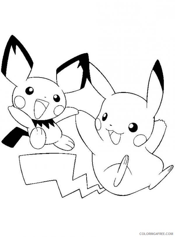 pikachu coloring pages with pichu Coloring4free