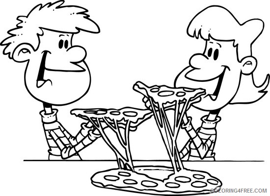 pizza coloring pages kids eating pizza Coloring4free