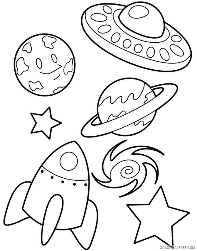 planet coloring pages with stars and spaceships Coloring4free