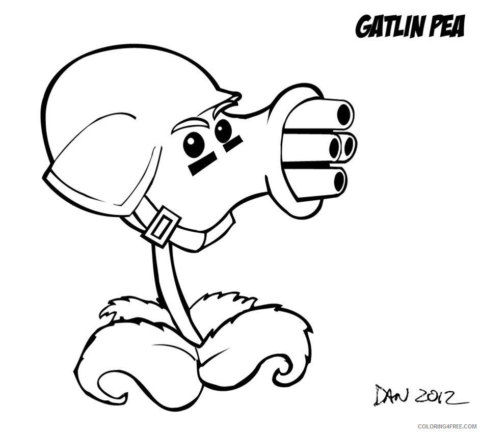 plants vs zombies coloring pages gatlin pea Coloring4free