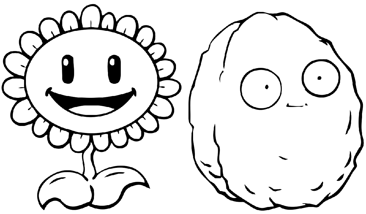 plants vs zombies coloring pages sunflower wall nut Coloring4free