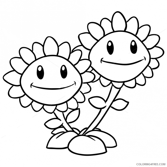 plants vs zombies coloring pages twin sunflower Coloring4free