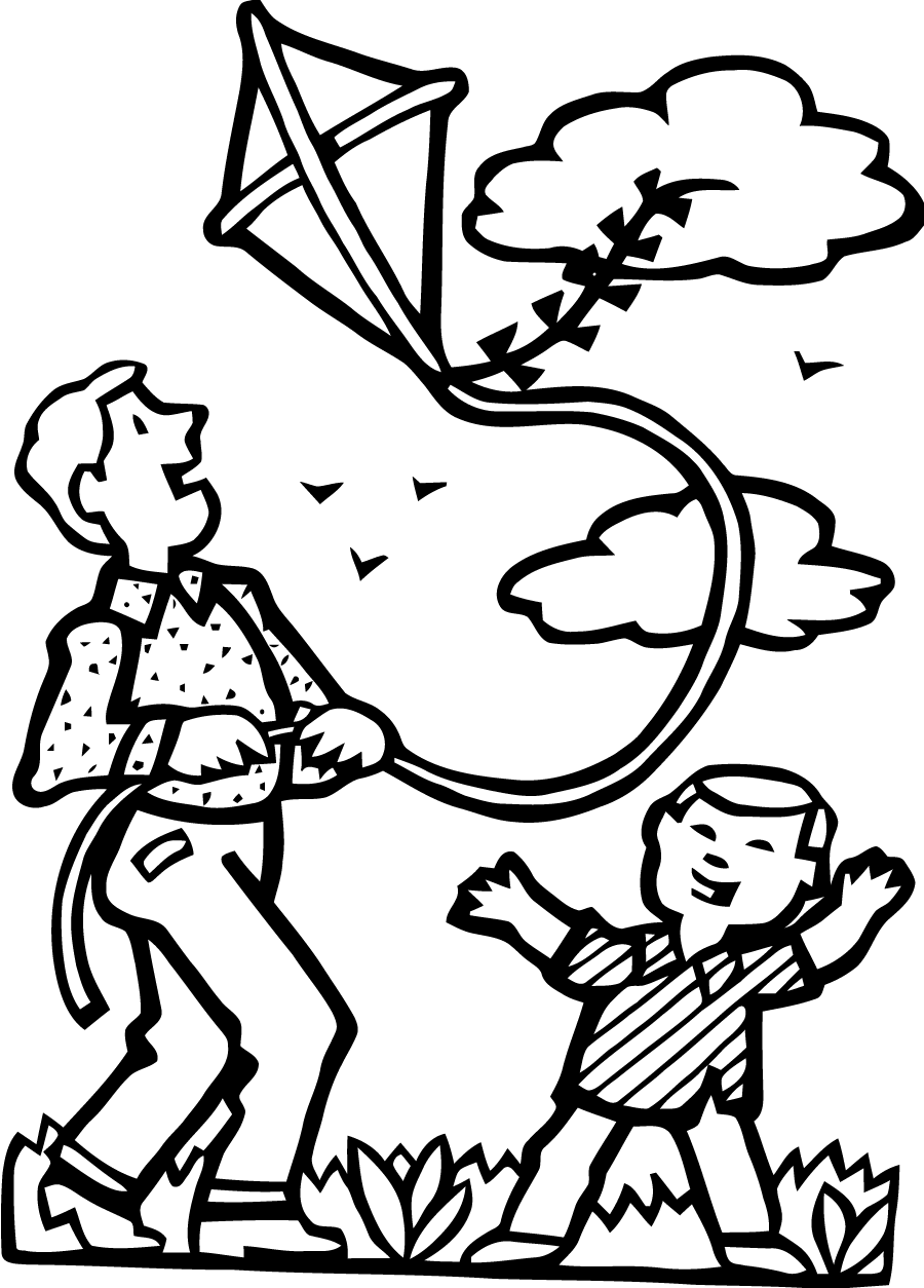 playing kite coloring pages Coloring4free