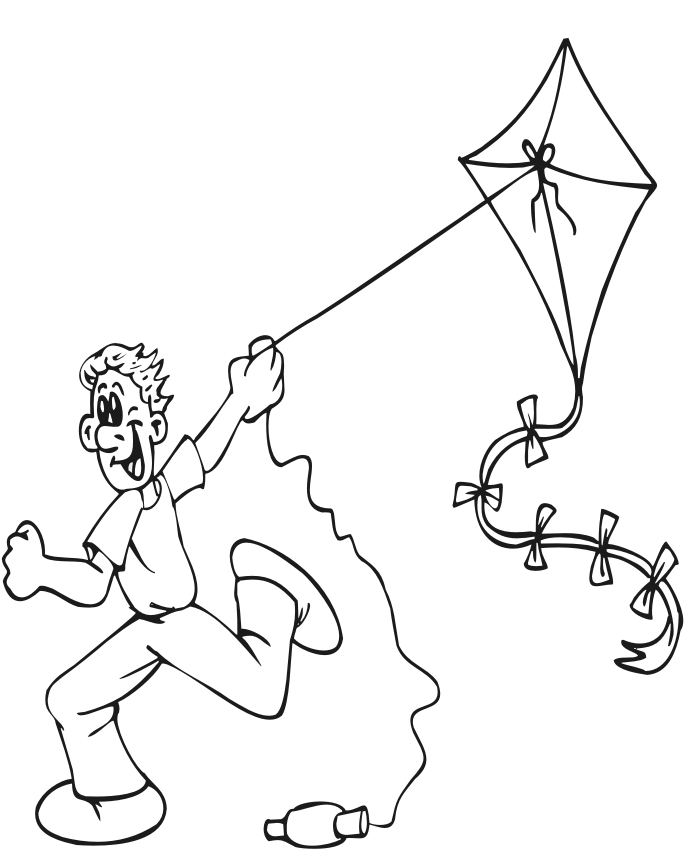 playing kite coloring pages printable Coloring4free