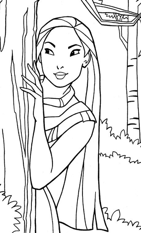 pocahontas coloring pages hiding behind a tree Coloring4free