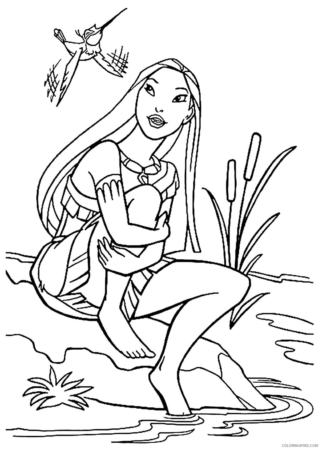 pocahontas coloring pages sitting by the river Coloring4free