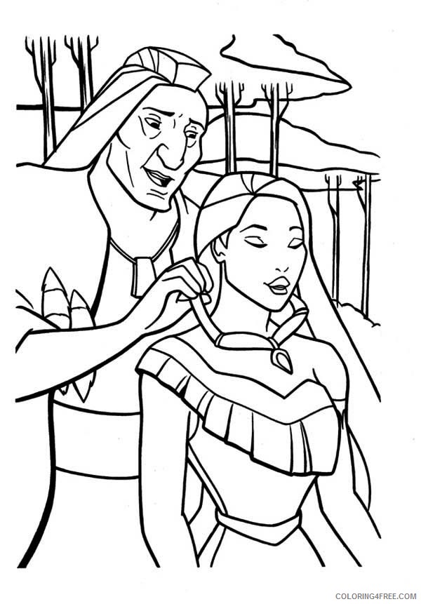 pocahontas coloring pages wearing necklace Coloring4free