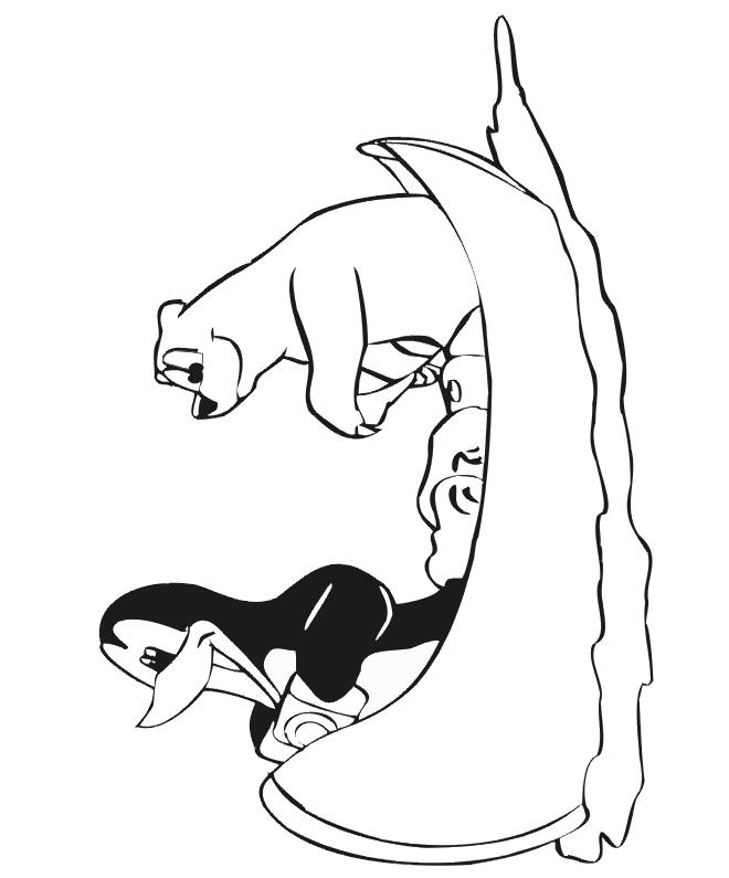 polar bear coloring pages and penguin on boat Coloring4free