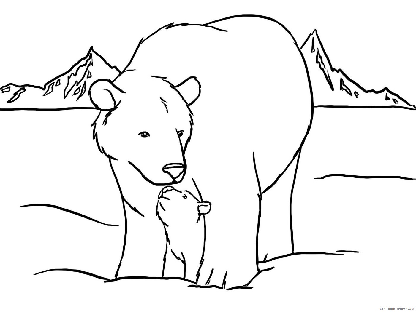 polar bear coloring pages mom and cub Coloring4free