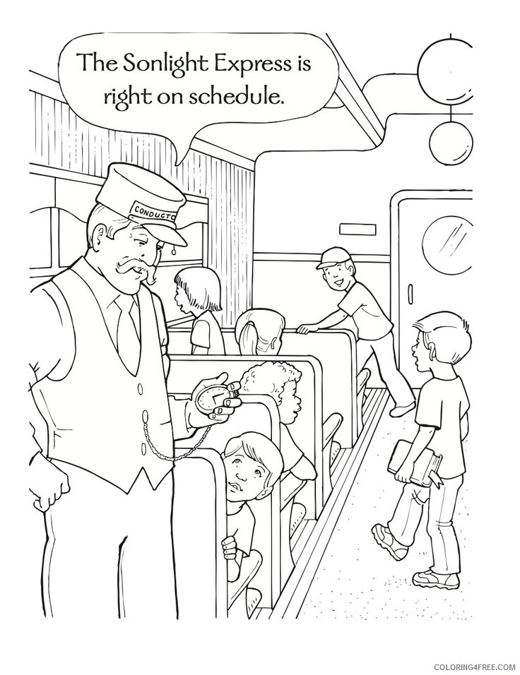 polar express coloring pages kids in the train Coloring4free