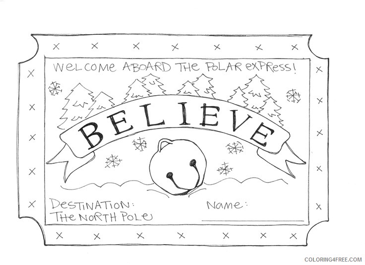 polar express coloring pages ticket Coloring4free