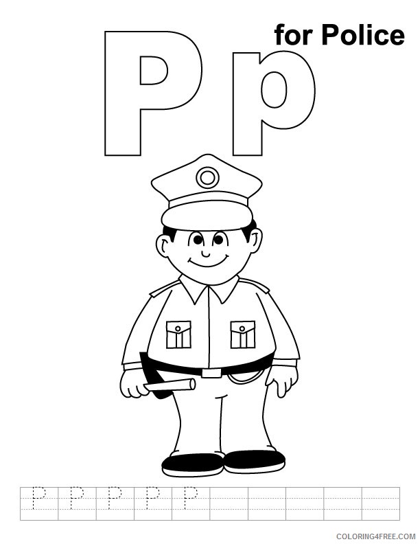 police coloring pages p for police Coloring4free