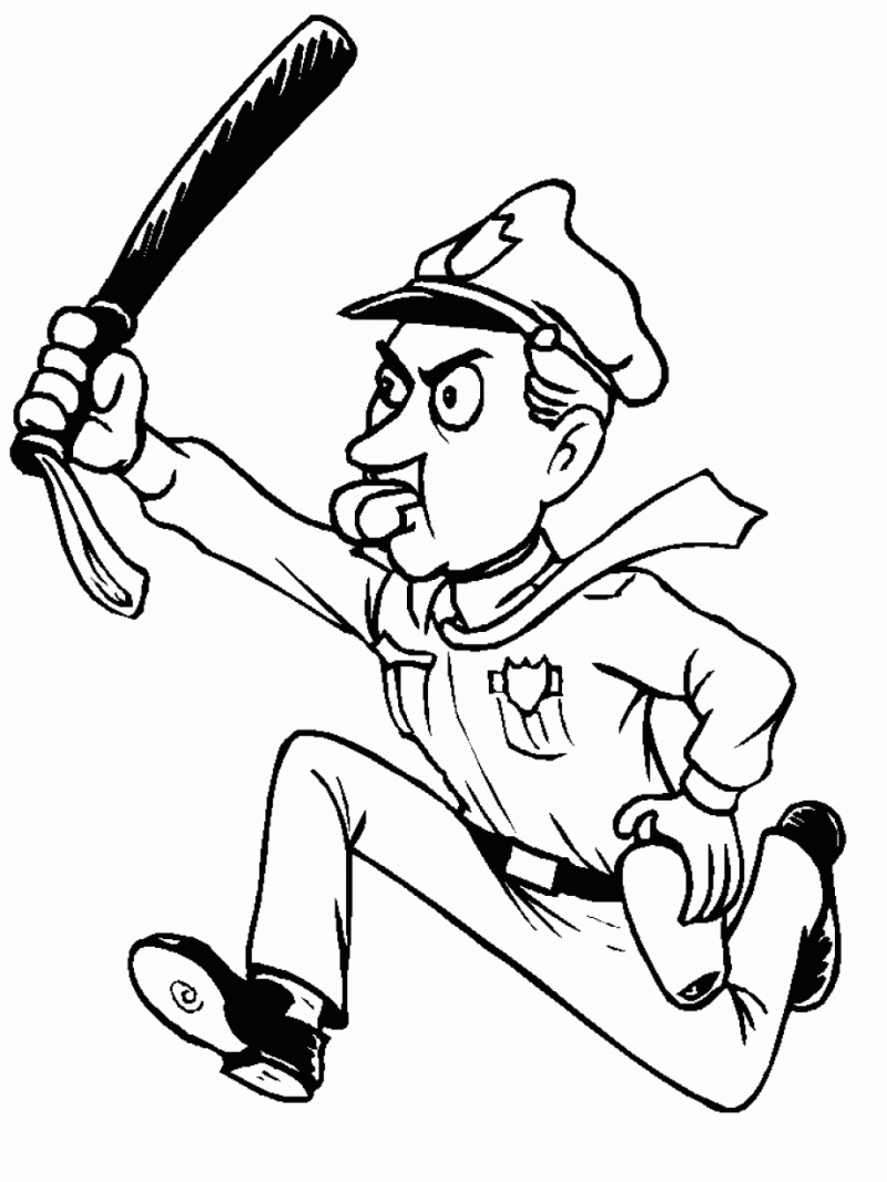 police coloring pages running Coloring4free