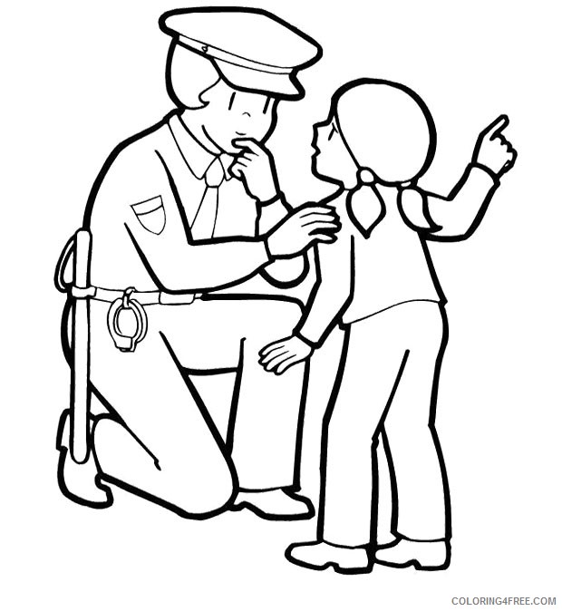 police coloring pages with a little girl Coloring4free