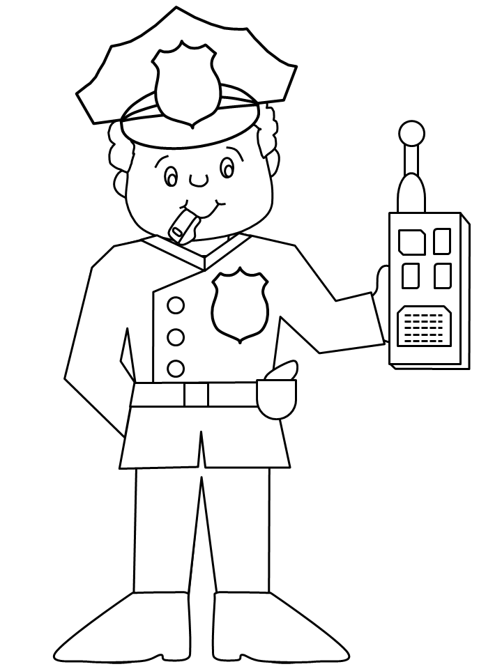 police coloring pages with radio Coloring4free