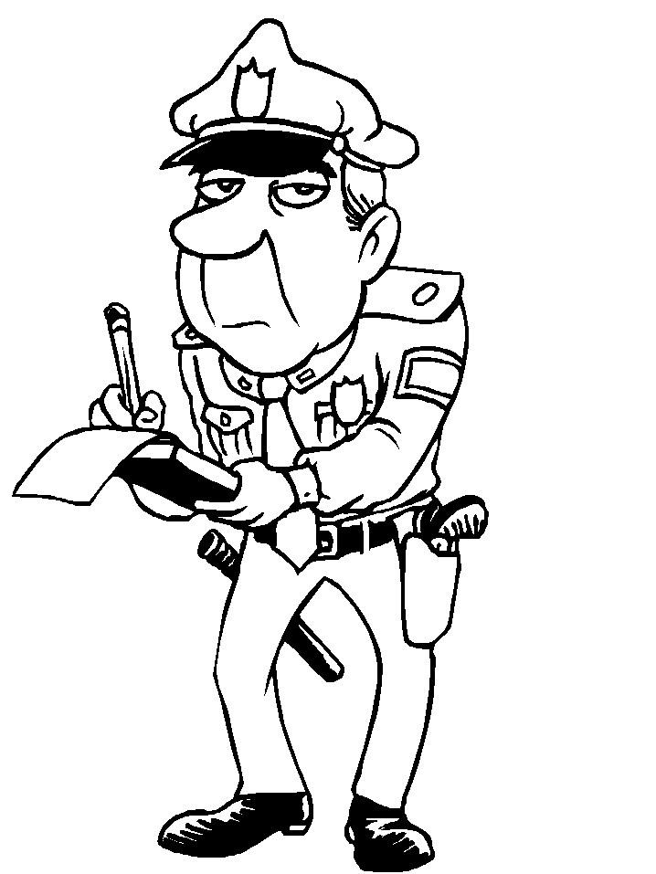 police coloring pages writing ticket Coloring4free