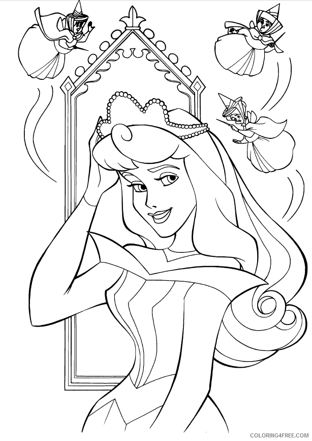 princess aurora coloring pages with fairies Coloring4free