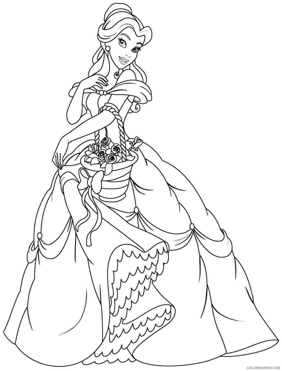 princess belle coloring pages beautiful dress Coloring4free