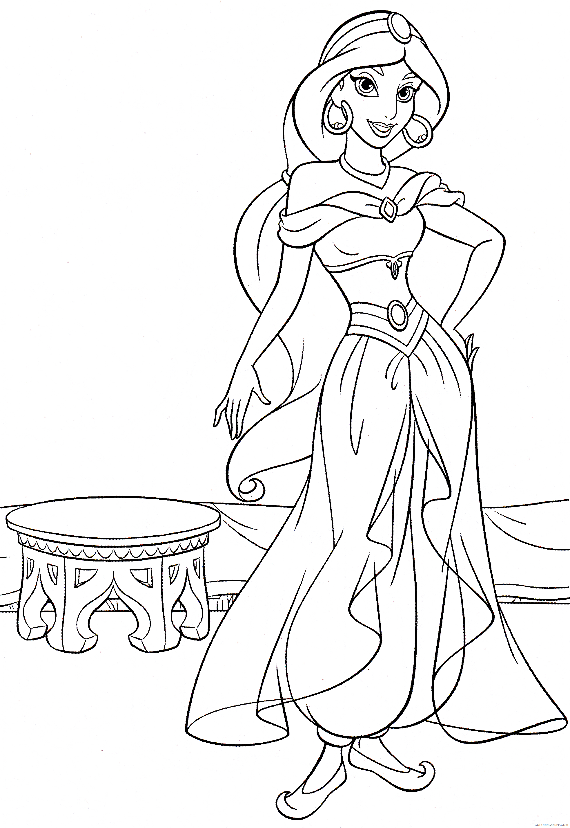 princess jasmine coloring pages for kids Coloring4free