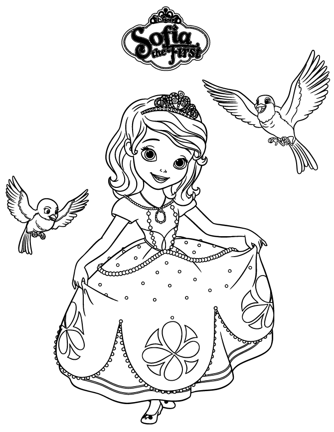 princess sofia coloring pages with birds Coloring4free