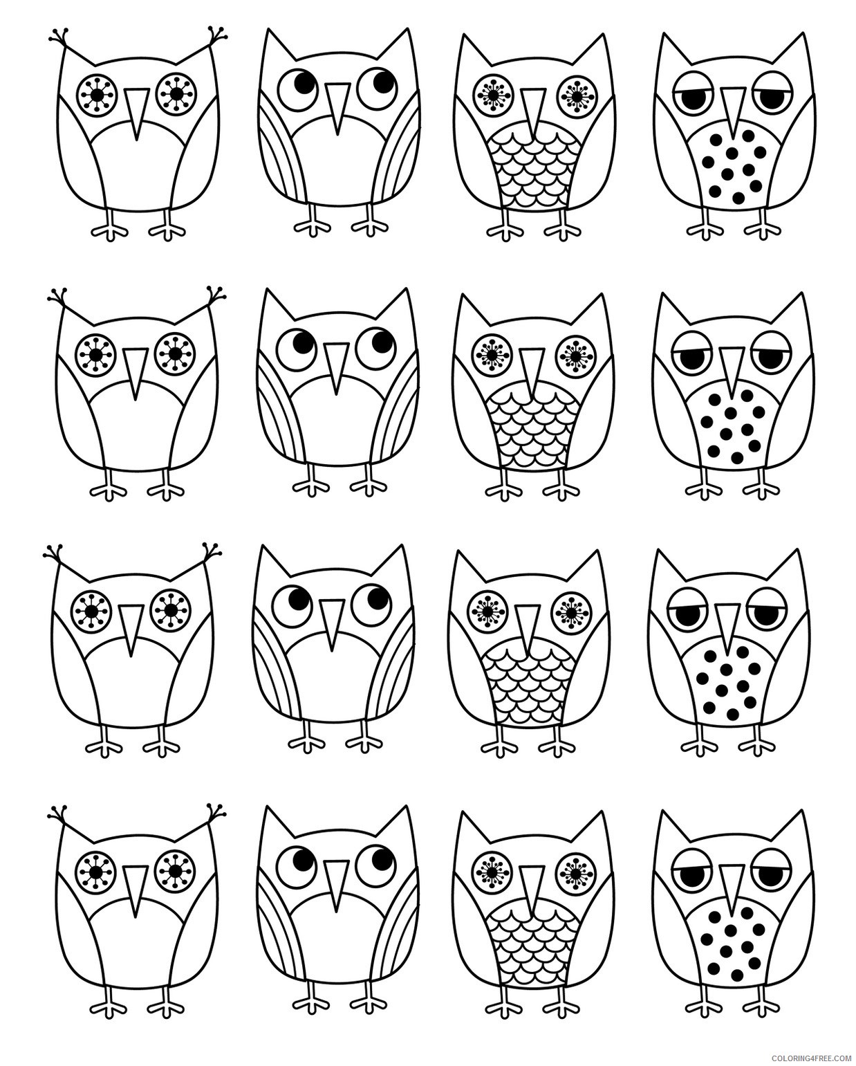 printable cartoon owl coloring pages Coloring4free