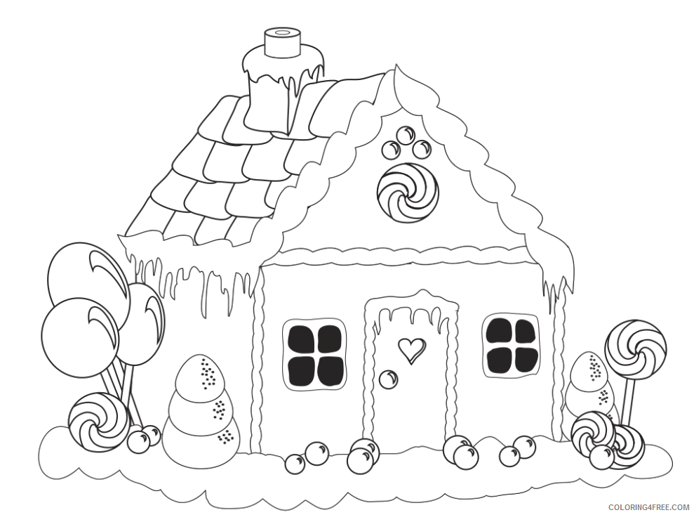printable gingerbread house coloring pages for kids Coloring4free