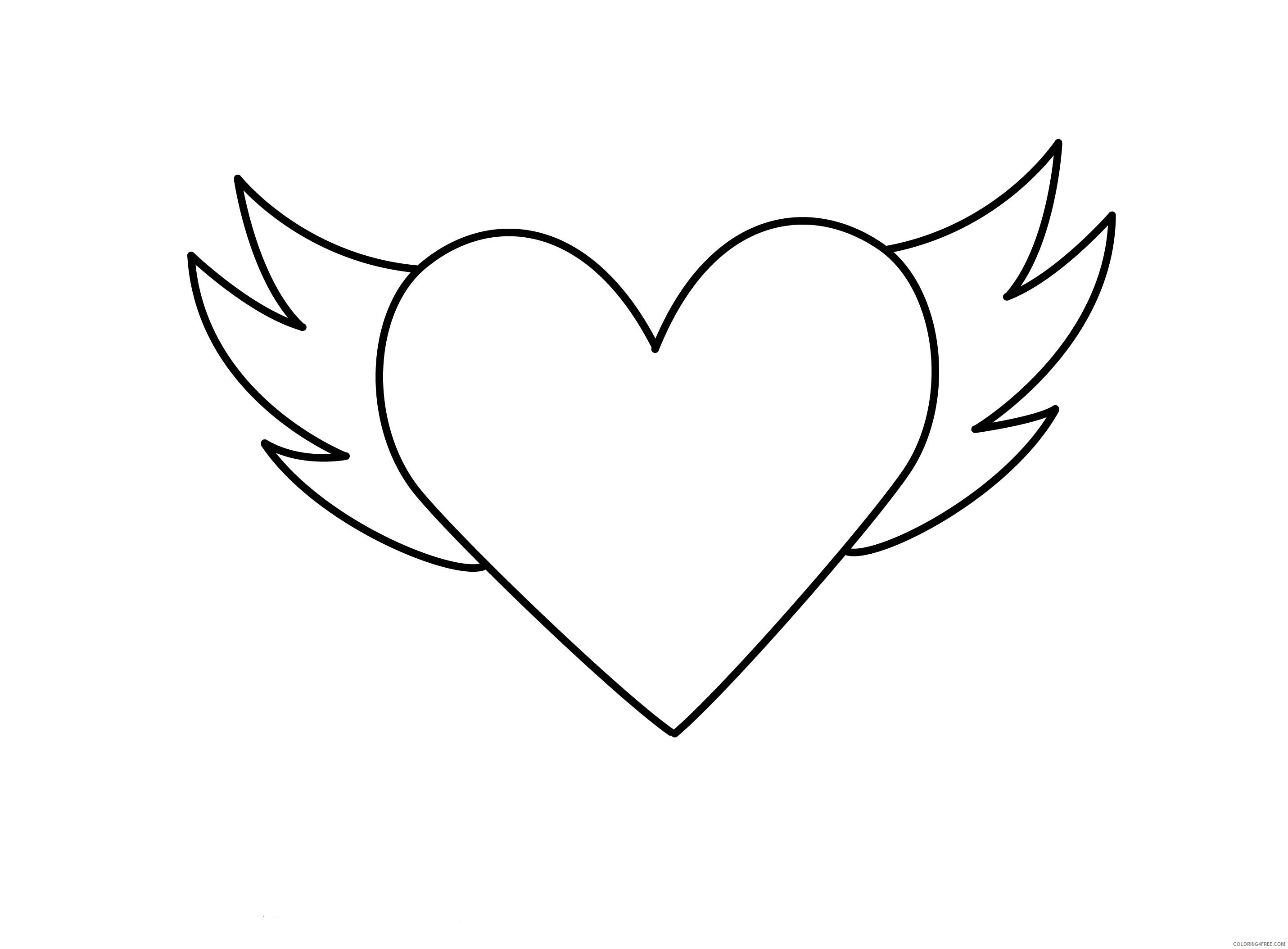 printable heart with wings coloring pages for kids Coloring4free