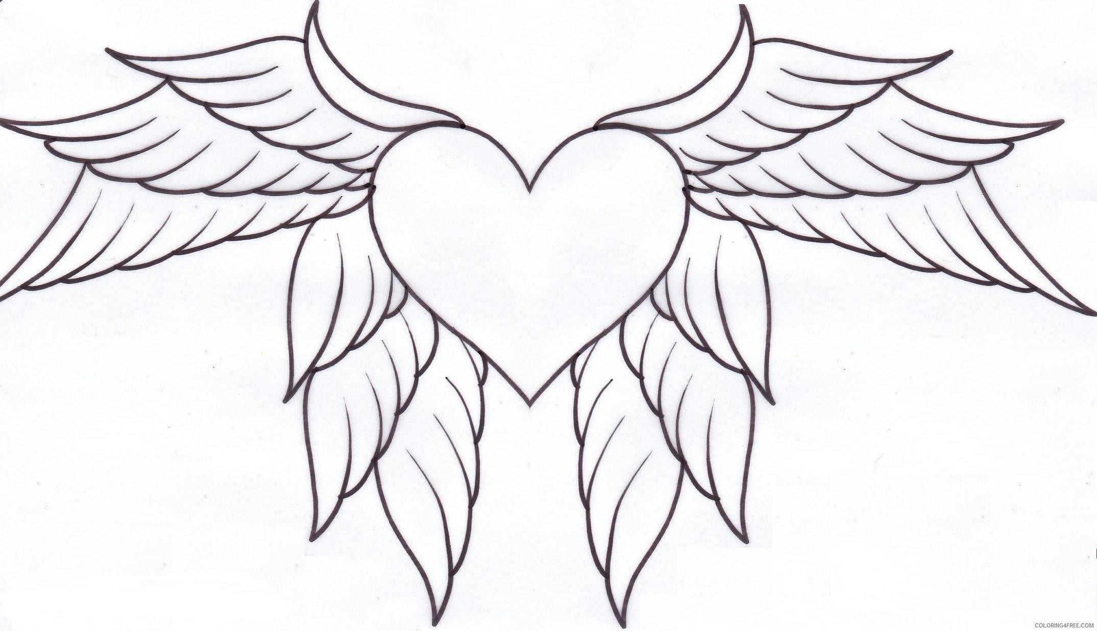 printable heart with wings coloring pages for teenagers Coloring4free