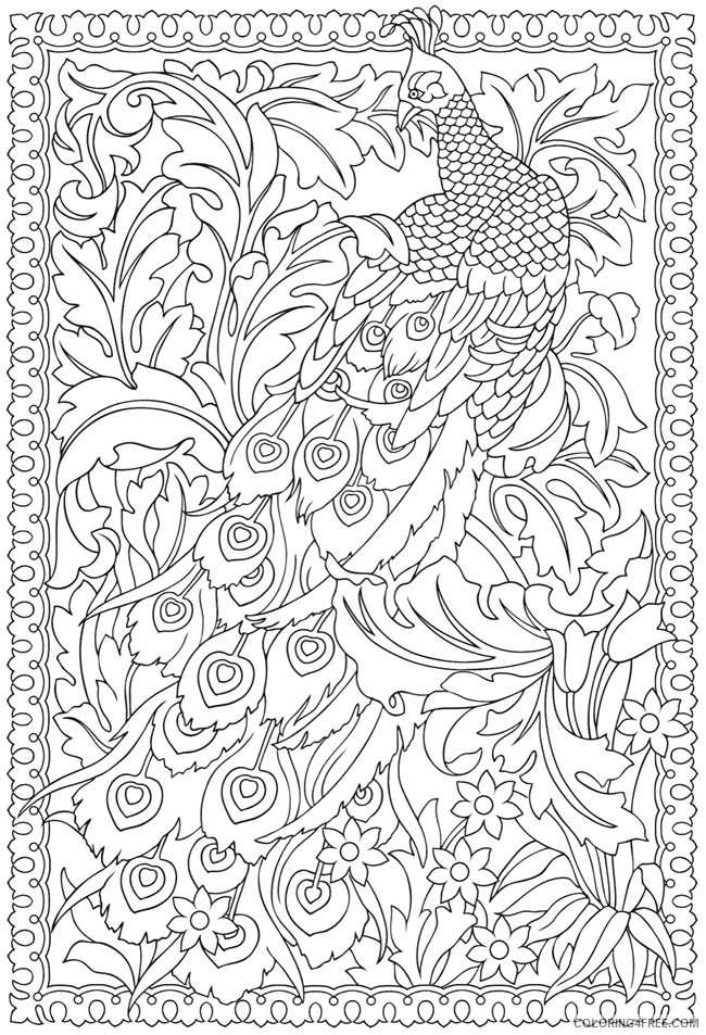 printable peacock coloring pages for adults Coloring4free