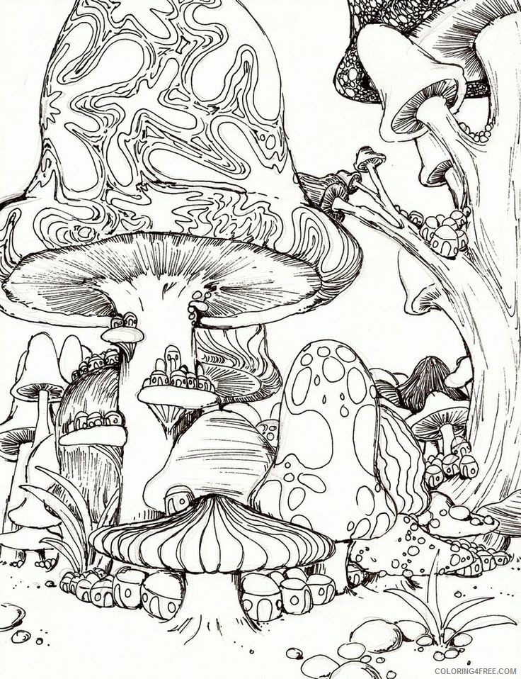 psychedelic coloring pages mushrooms Coloring4free
