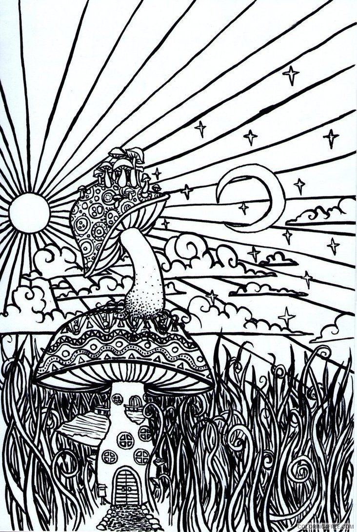 psychedelic mushroom coloring pages Coloring4free