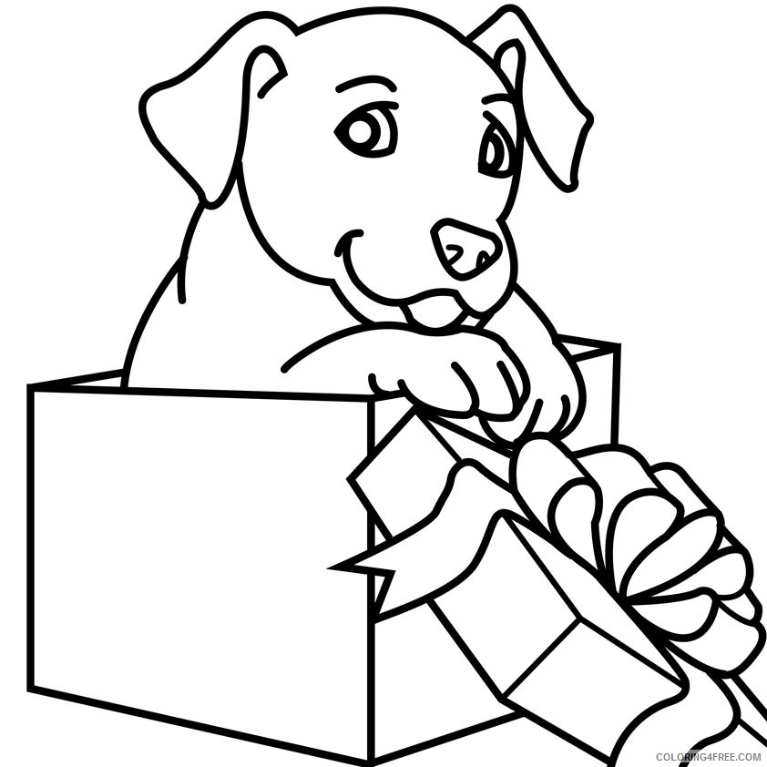 puppies coloring pages christmas gift Coloring4free