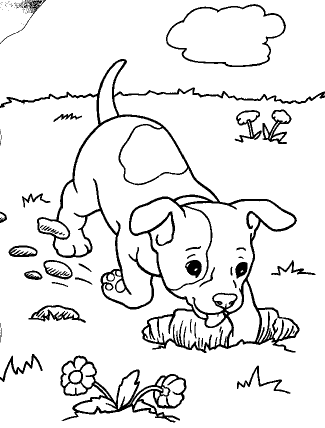 puppies coloring pages digging in garden Coloring4free