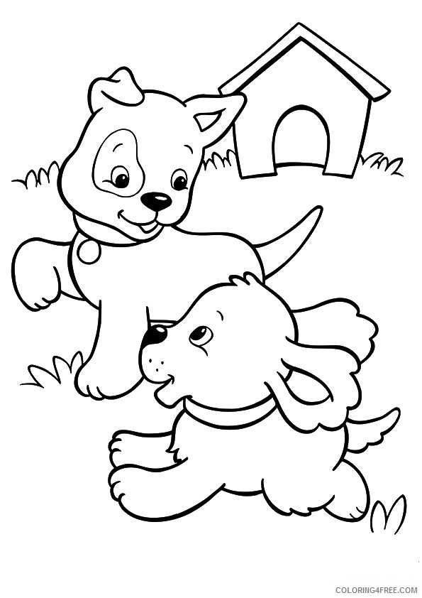 puppies coloring pages playing in the grass Coloring4free