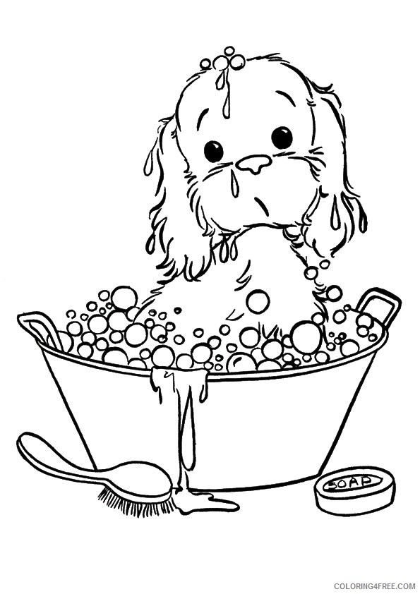 puppies coloring pages take a bath Coloring4free