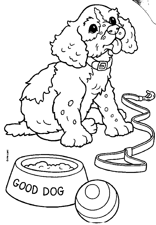 puppies coloring pages with ball and food bowl Coloring4free
