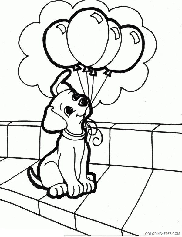 puppies coloring pages with balloons Coloring4free