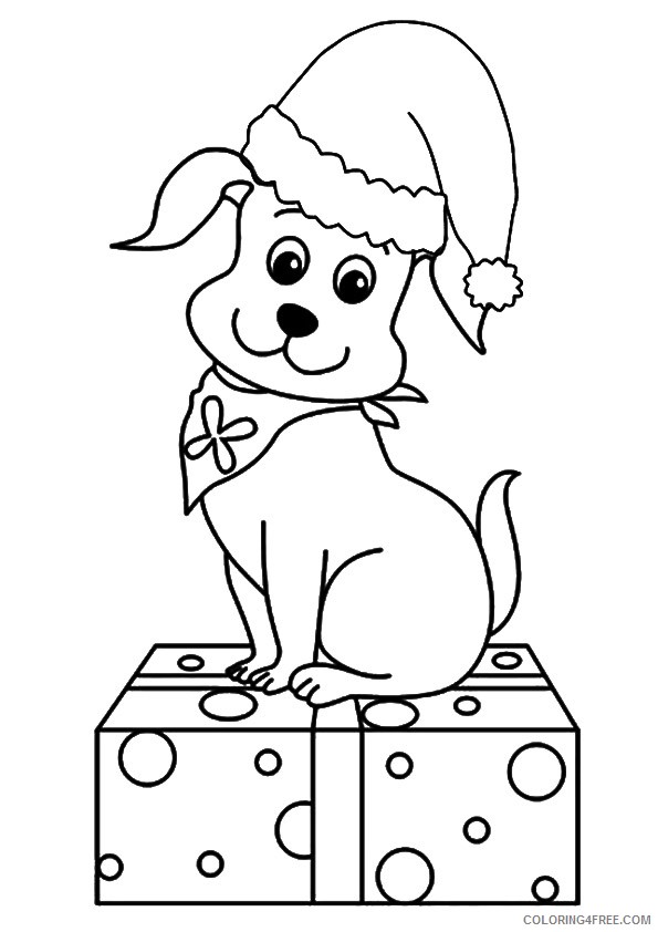 puppies coloring pages with christmas gift Coloring4free