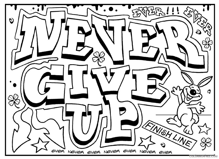 quote coloring pages never give up Coloring4free