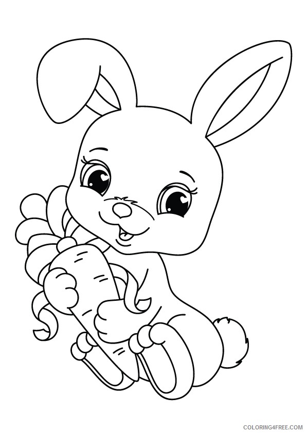rabbit coloring pages holding a carrot Coloring4free