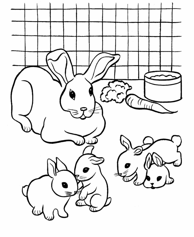 rabbit coloring pages mom and bunny Coloring4free