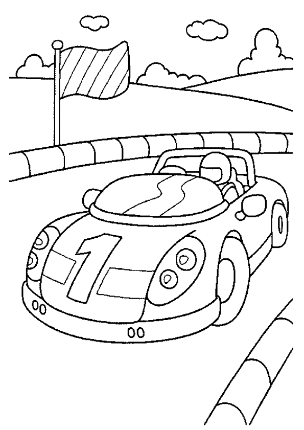 race car coloring pages number one Coloring4free