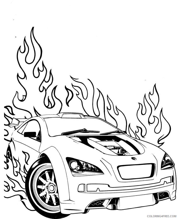 race car coloring pages on fire Coloring4free