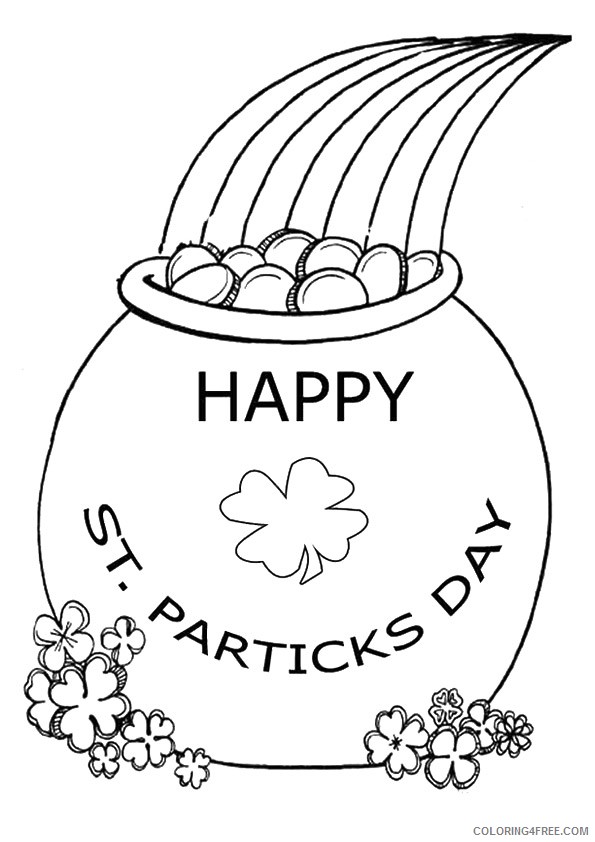 rainbow and pot of gold coloring pages happy st patricks day Coloring4free
