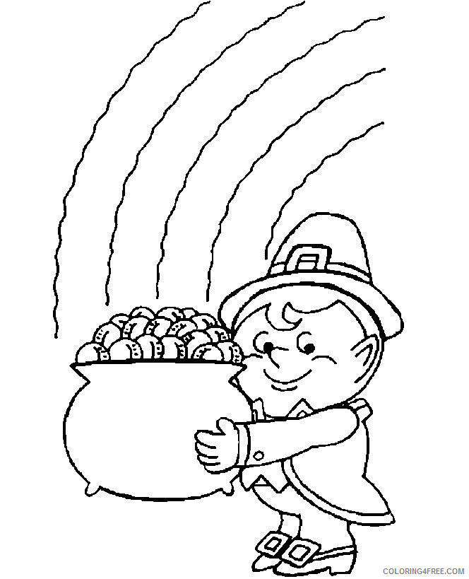 rainbow and pot of gold coloring pages leprechaun Coloring4free