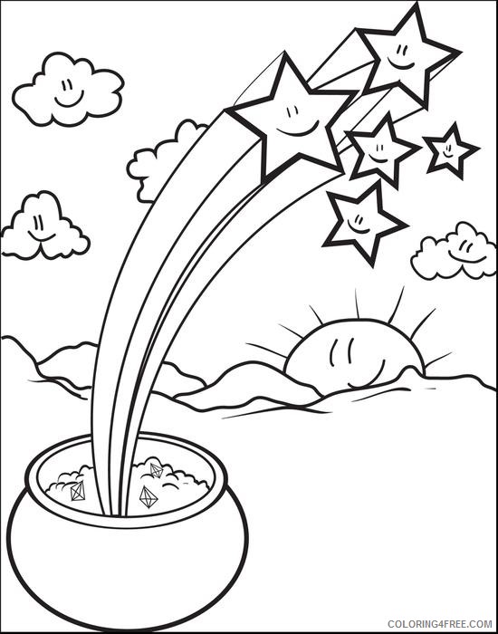 rainbow and pot of gold coloring pages with stars Coloring4free