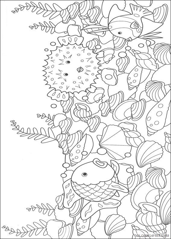 rainbow fish coloring pages seashelss puffer fish Coloring4free