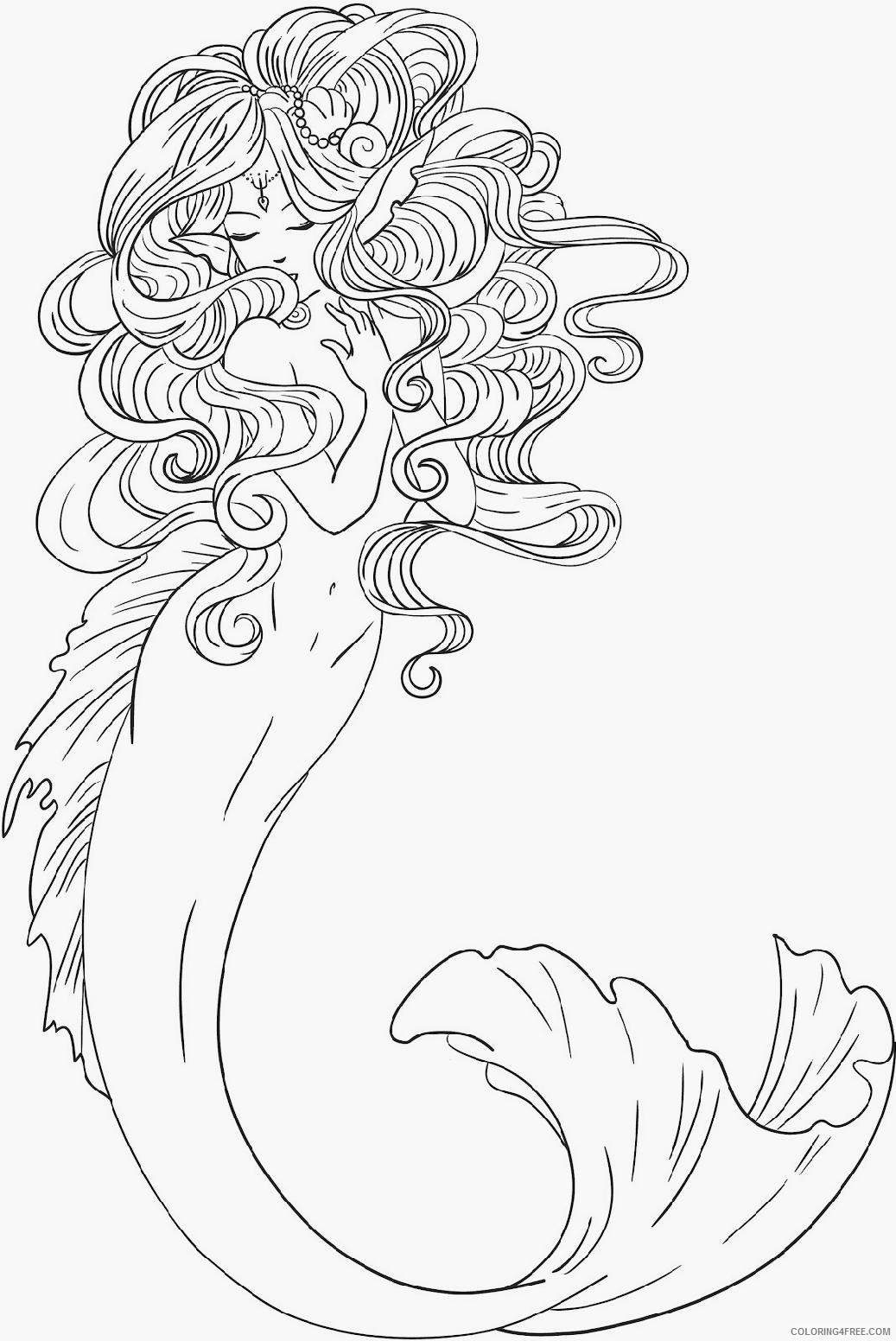 realistic mermaid coloring pages for adults Coloring4free